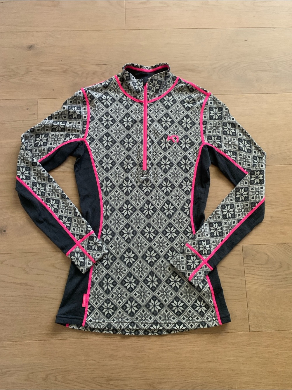 NWOT Kari Traa Rose Half Zip Women’s M Merino Wool Nordic Fair Isle Baselayer